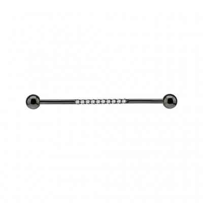 PAVÉ GEM INDUSTRIAL BARBELL BLACK PVD