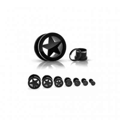 STAR 2 PIECE FLESH TUNNELS BLACK PVD