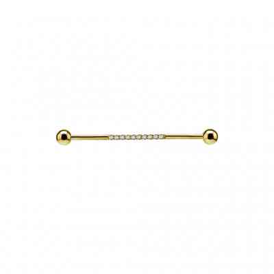 PAVÉ GEM INDUSTRIAL BARBELL Gold PVD