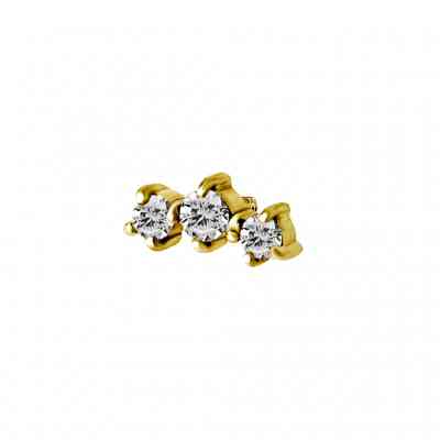 3 GEM CLUSTER S/S GOLD PVD