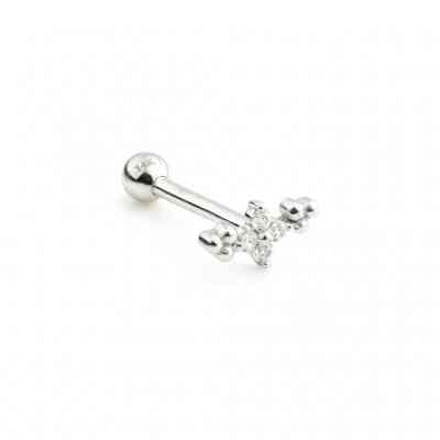 GEM FLOWER MICRO BAR BELL WHITE GOLD