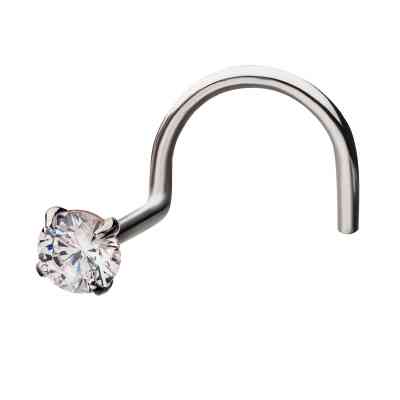 CLAW SET NOSE STUD 14KT WHITE GOLD