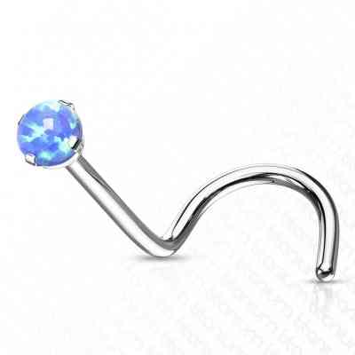 BLUE OPAL NOSE STUD TITANIUM