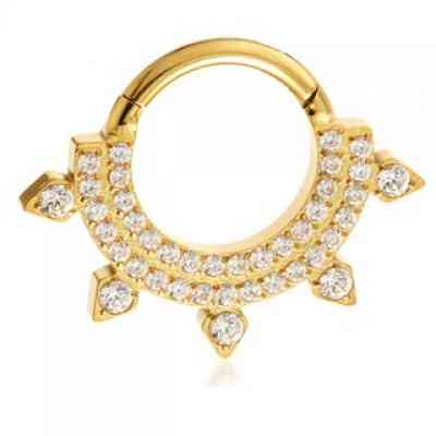 Ti Couture  Gold Double Pavé Gem & Ball  Ring
