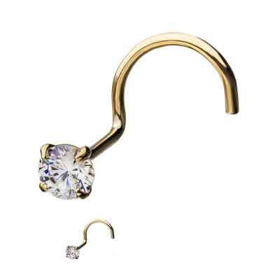 CLAW SET NOSE STUD 14KT GOLD