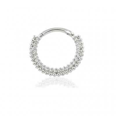 PAVÉ GEMS BEADED CLICKER WHITE GOLD