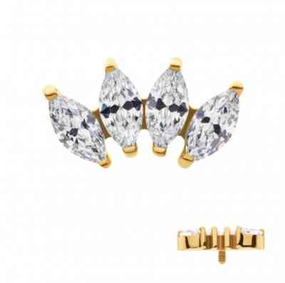 Titanium  Prong Set Marquise CZ 4-Cluster Top