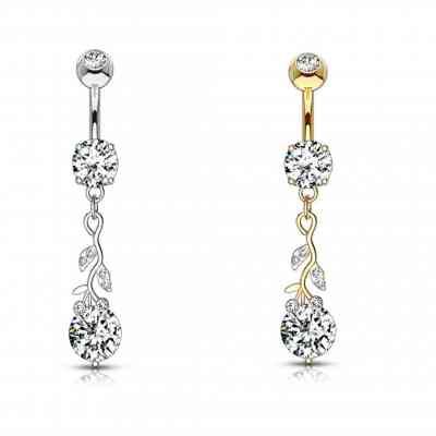 LEAFS WITH LARGE ROUND DANGLE NAVEL