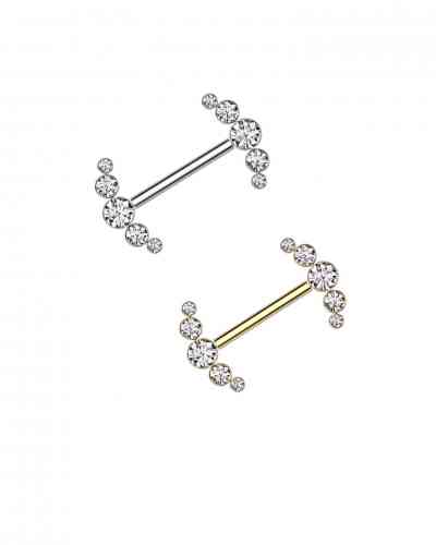 ROUND CZ BEZEL NIPPLE BAR