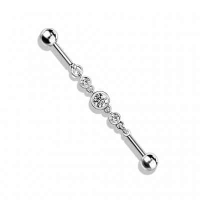 TRIPLE ROUND CZ CHAIN INDUSTRIAL BARBELL S/S