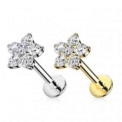 14KT  GOLD GEM FLOWER
