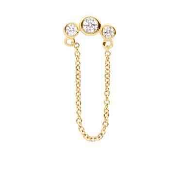 14KT GOLD 3 BEZEL & CHAIN