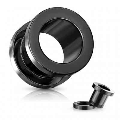 2 PIECE FLESH TUNNELS BLACK PVD