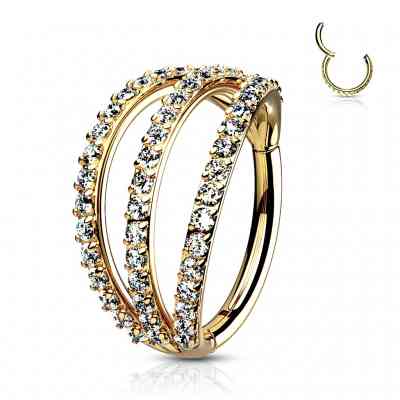 TRIPLE LAYER PAVED CZ RING GOLD PVD
