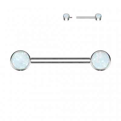 Internally Threaded Nipple Barbell With Opal Bezel