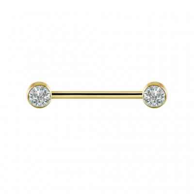 JEWELLED NIPPLE BARBELL TITANIUM GOLD PVD