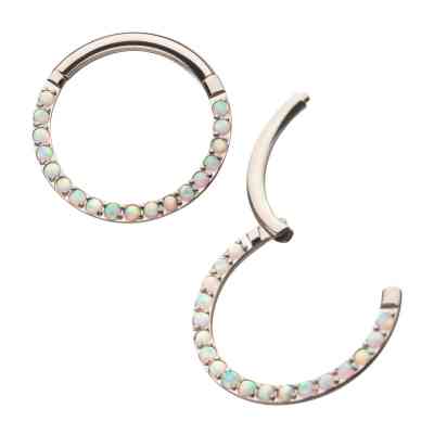 PRONG SET WHITE OPAL CLICKER TITANIUM